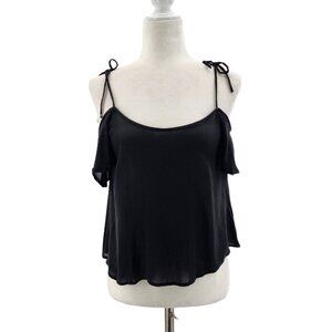 NWT PPLA Dylan Top Semi-Crop Black Tie Strap Blouse Top Womens Small